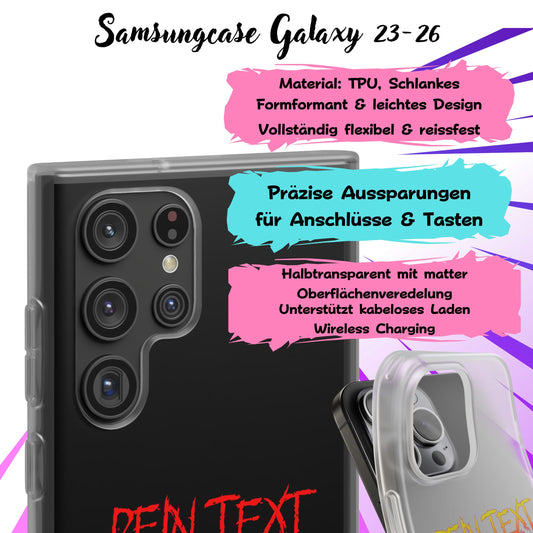Personalisierte Samsung Flexi-Handyhülle mit Wunschtext, Foto oder Anime-Design – Galaxy S21–S23