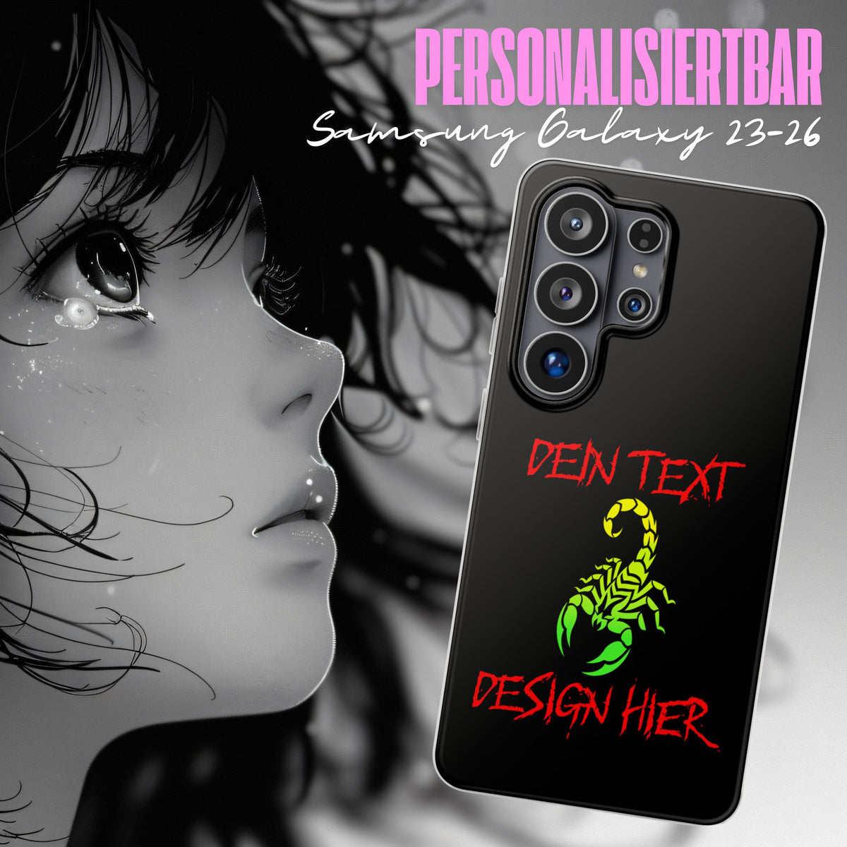 Personalisierte Samsung Flexi-Handyhülle mit Wunschtext, Foto oder Anime-Design – Galaxy S21–S23