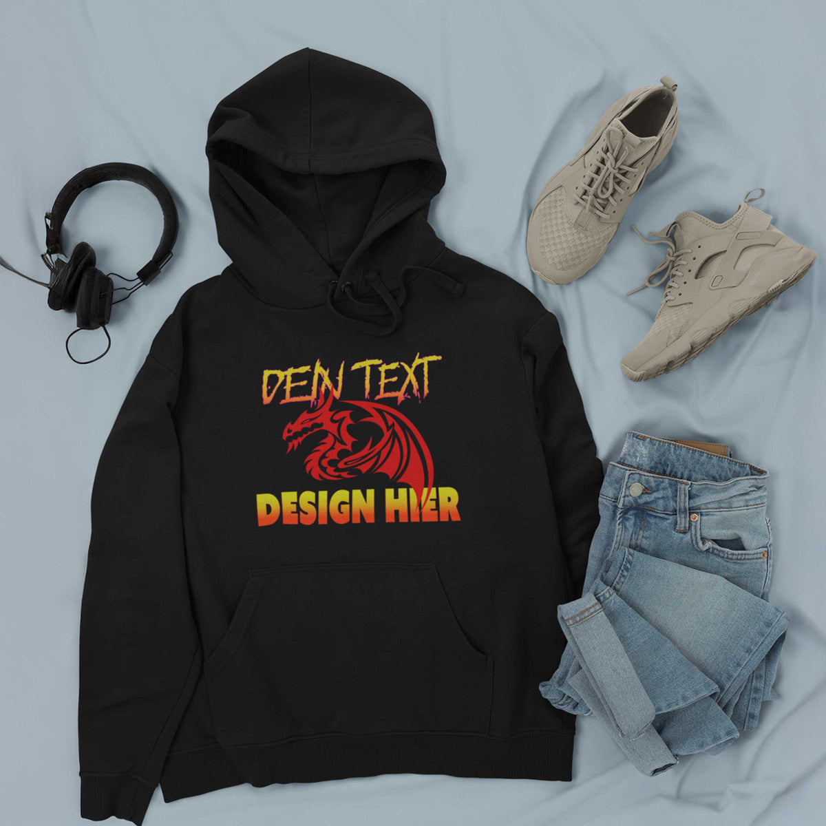 Unisex Bio Fluffy Boxcut Hoodie (Organic Cotton) - Custom Anime Design & Text