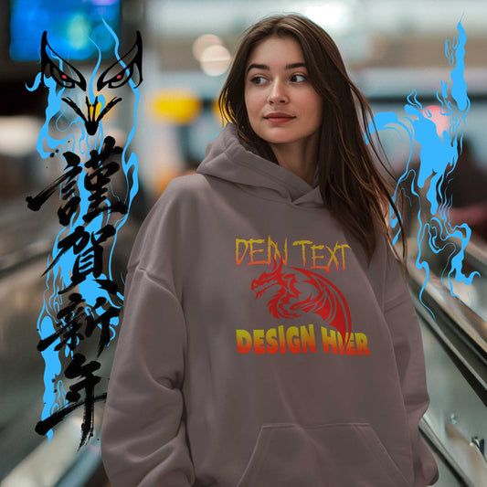 Unisex Bio Fluffy Boxcut Hoodie (Organic Cotton) - Custom Anime Design & Text