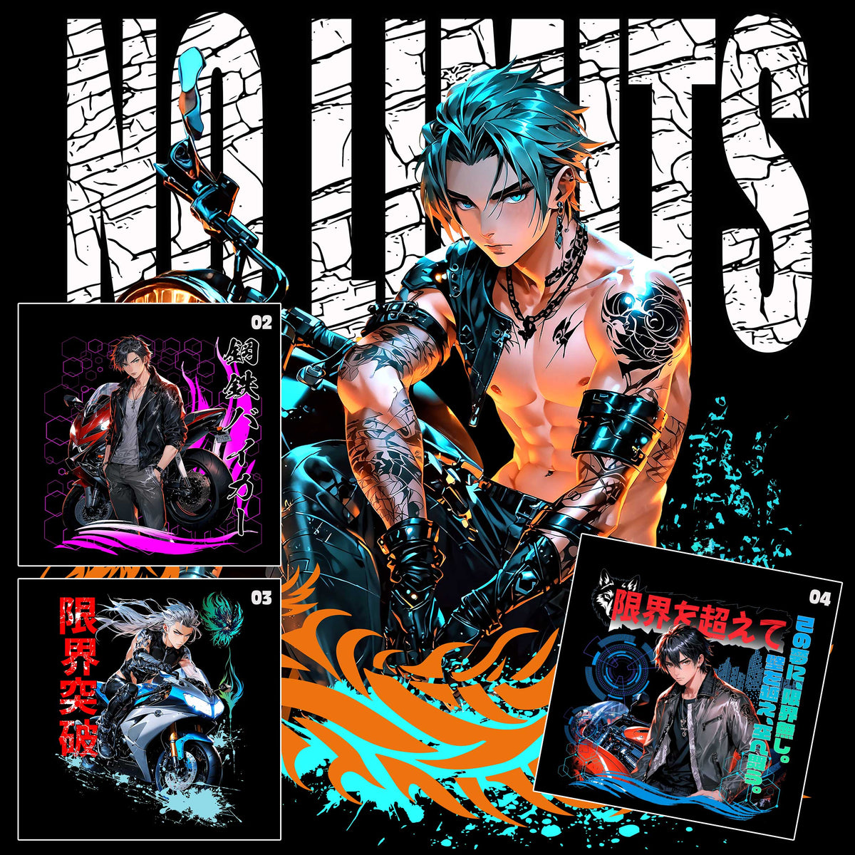 Anime Tokyo Biker Set 01 - Designs für Natel Hülle & Bekleidung