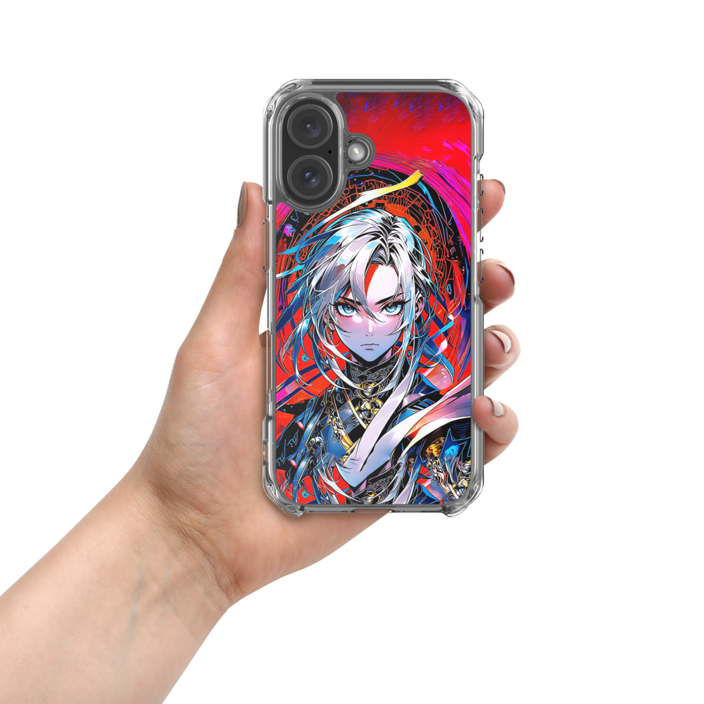 Midnight Red Anime Glitchgirl  Transparente Iphone-Hülle für Iphone 17 Pro Max 16 15 14 13 12 11