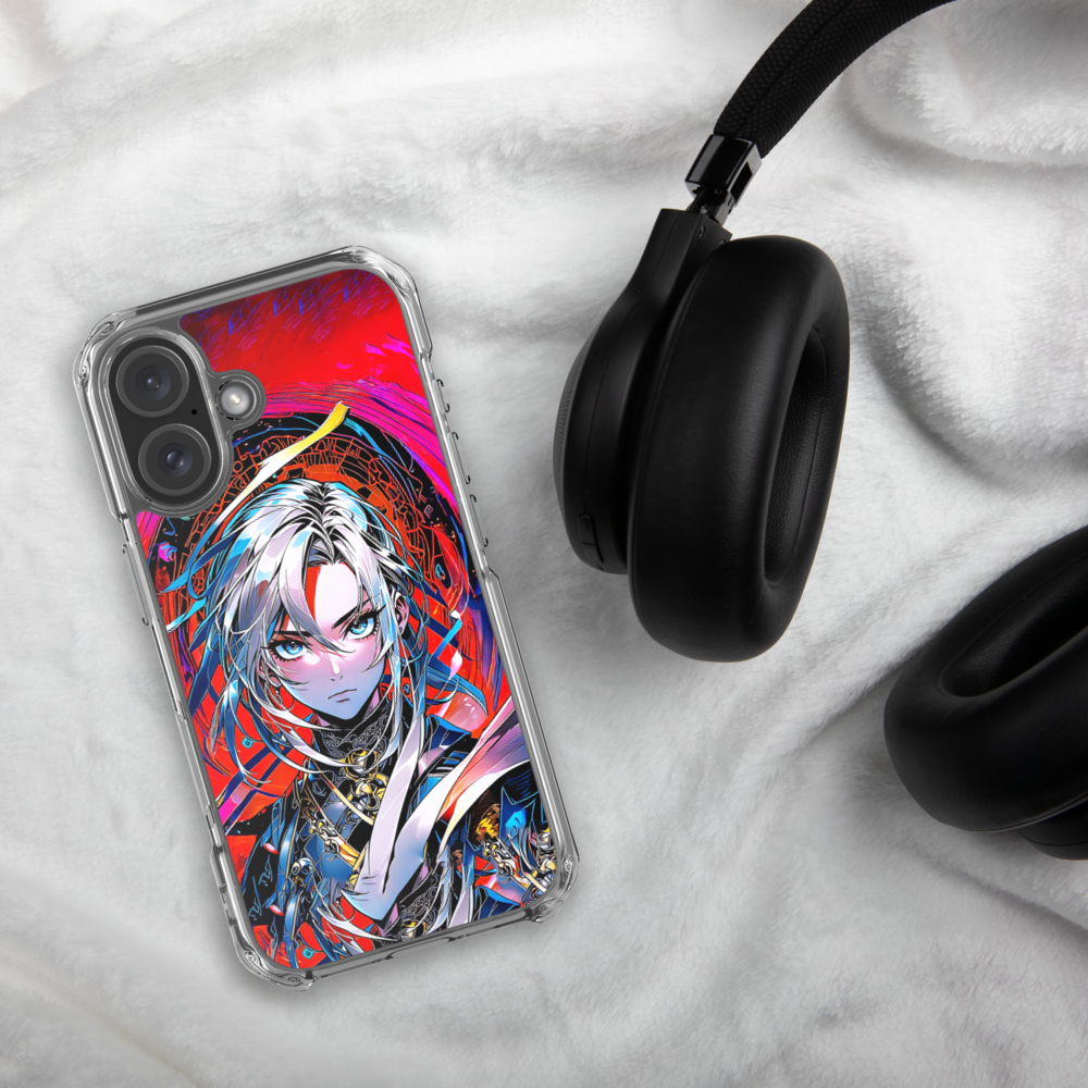 Midnight Red Anime Glitchgirl  Transparente Iphone-Hülle für Iphone 17 Pro Max 16 15 14 13 12 11