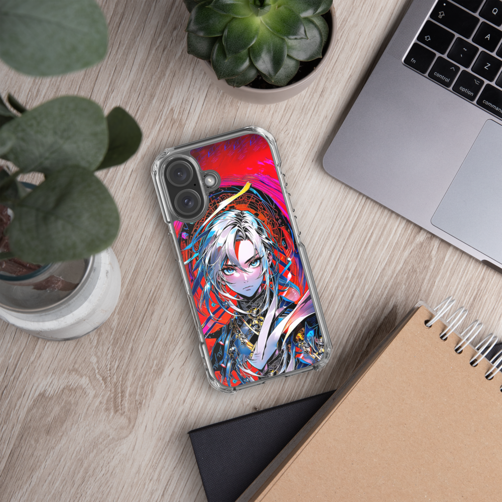 Midnight Red Anime Glitchgirl  Transparente Iphone-Hülle für Iphone 17 Pro Max 16 15 14 13 12 11