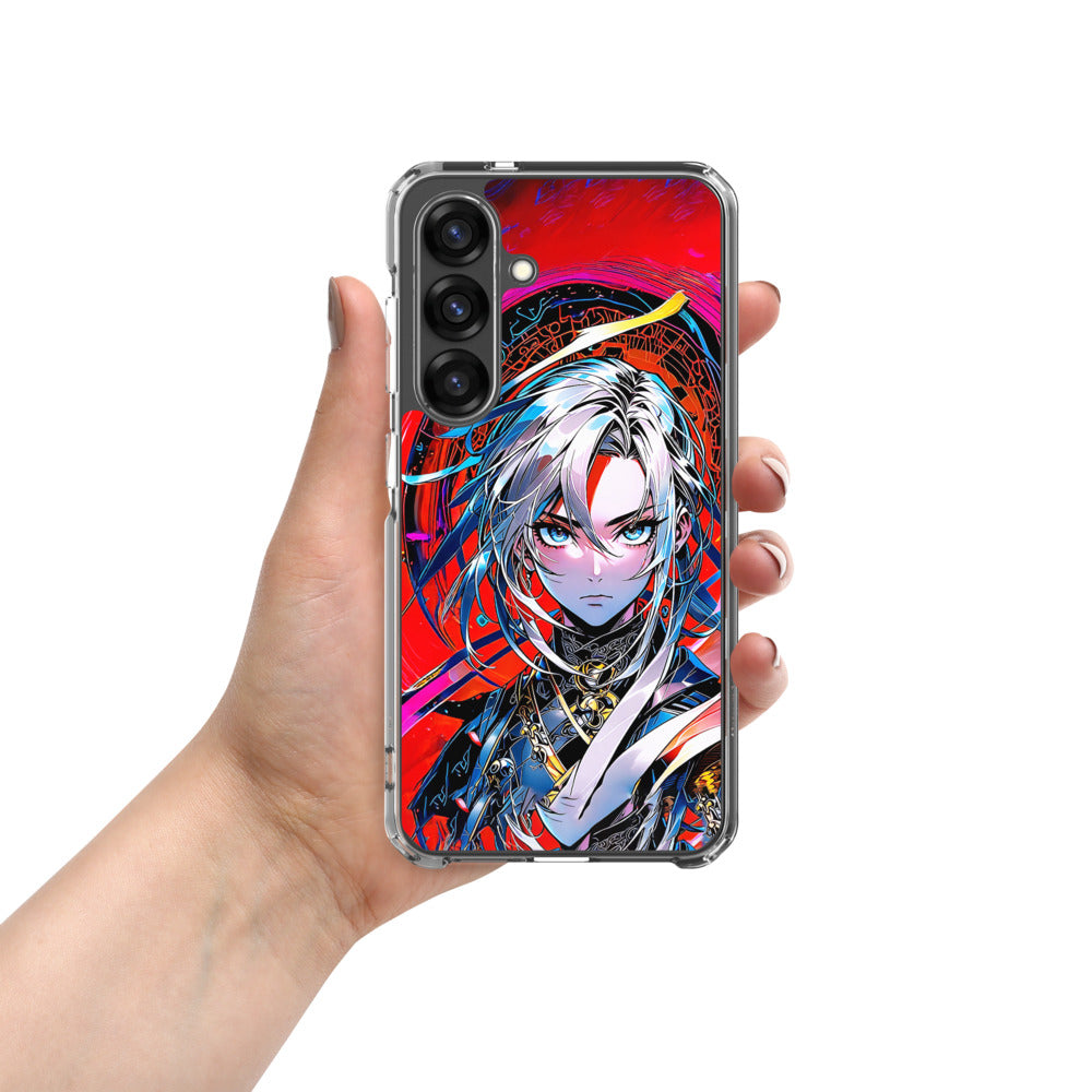 Midnight Red Anime Glitchgirl/Transparent Handyhülle für Samsung Galaxy S10 20 21 22 23 24 25