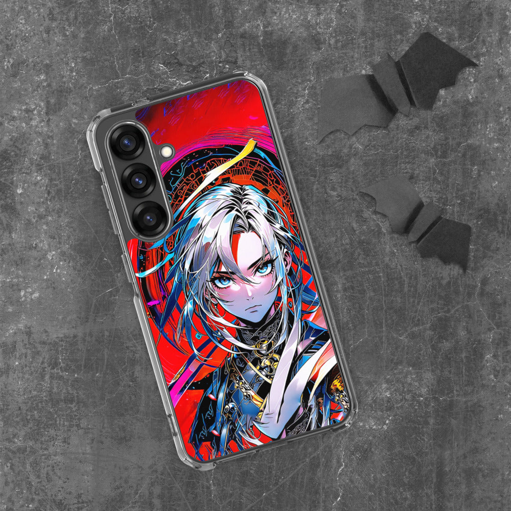 Midnight Red Anime Glitchgirl/Transparent Handyhülle für Samsung Galaxy S10 20 21 22 23 24 25