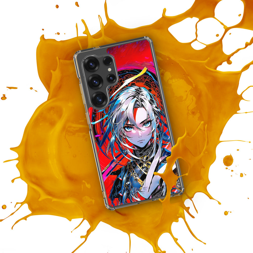 Midnight Red Anime Glitchgirl/Transparent Handyhülle für Samsung Galaxy S10 20 21 22 23 24 25