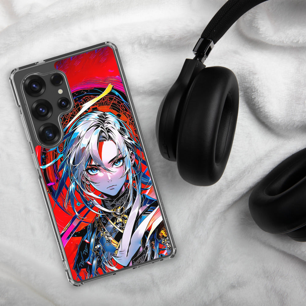 Midnight Red Anime Glitchgirl/Transparent Handyhülle für Samsung Galaxy S10 20 21 22 23 24 25