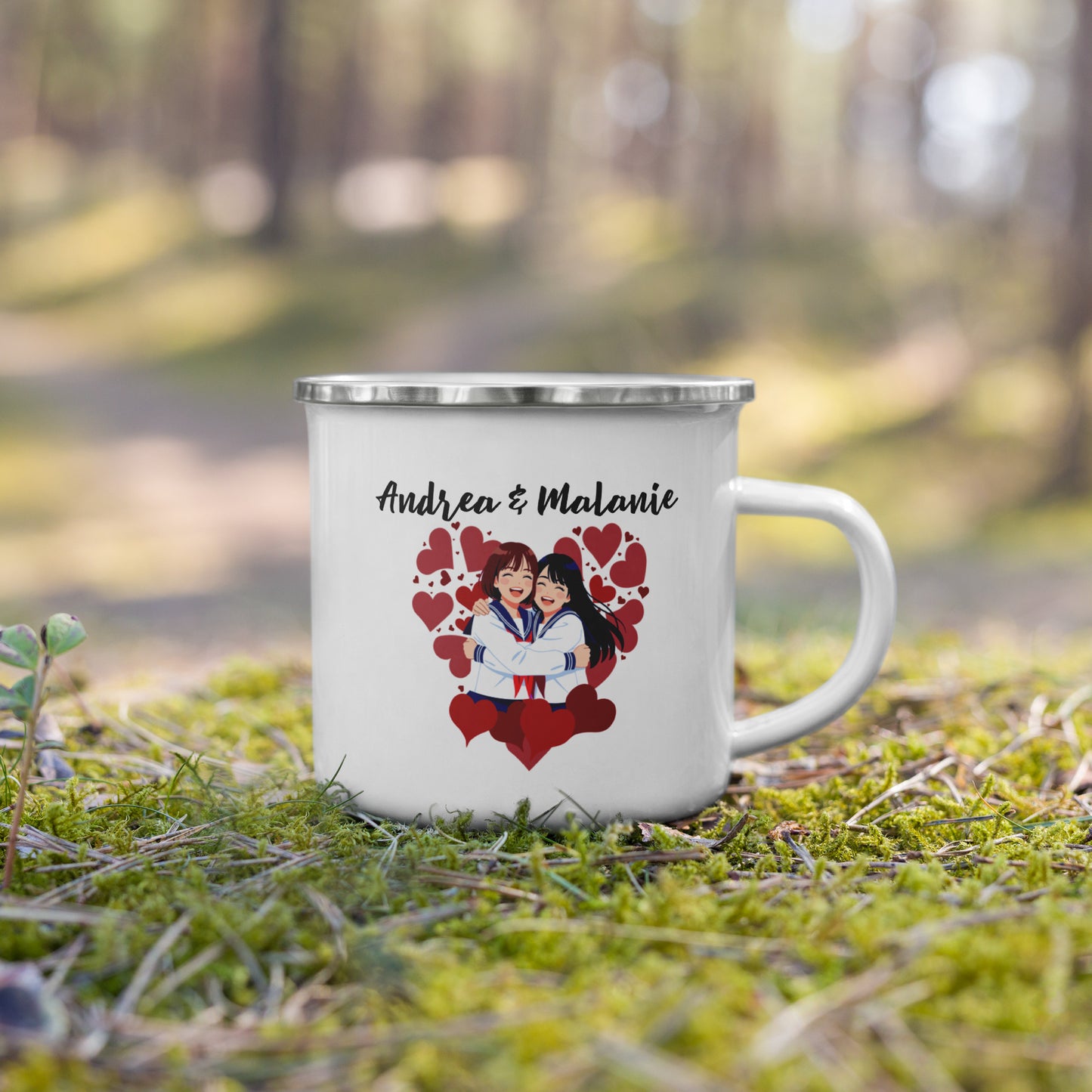 Personalisiertes Valentinstagsgeschenk Emailletasse